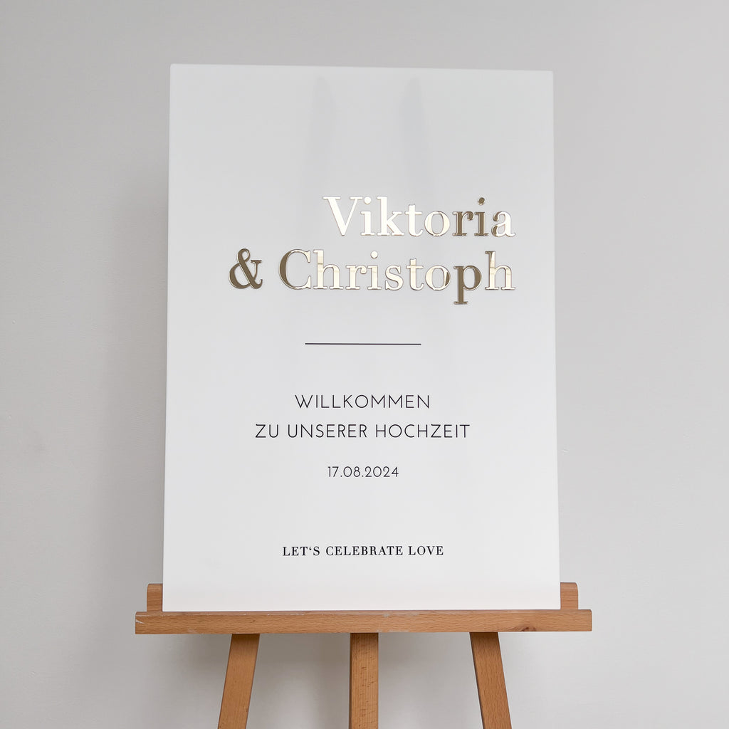 Welcome sign on acrylic with gold leaf | personalised