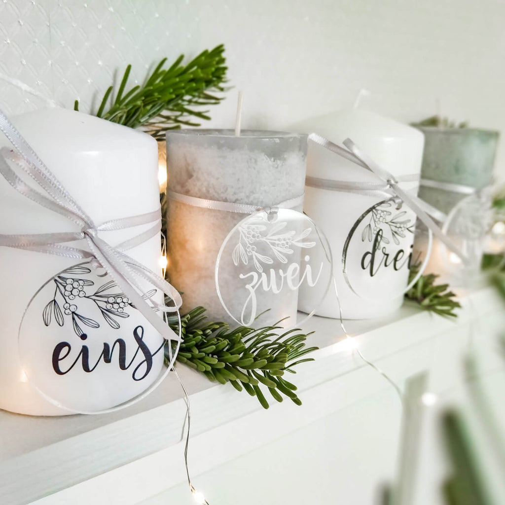 Adventskranz Anhänger für Kerzen aus Acryl