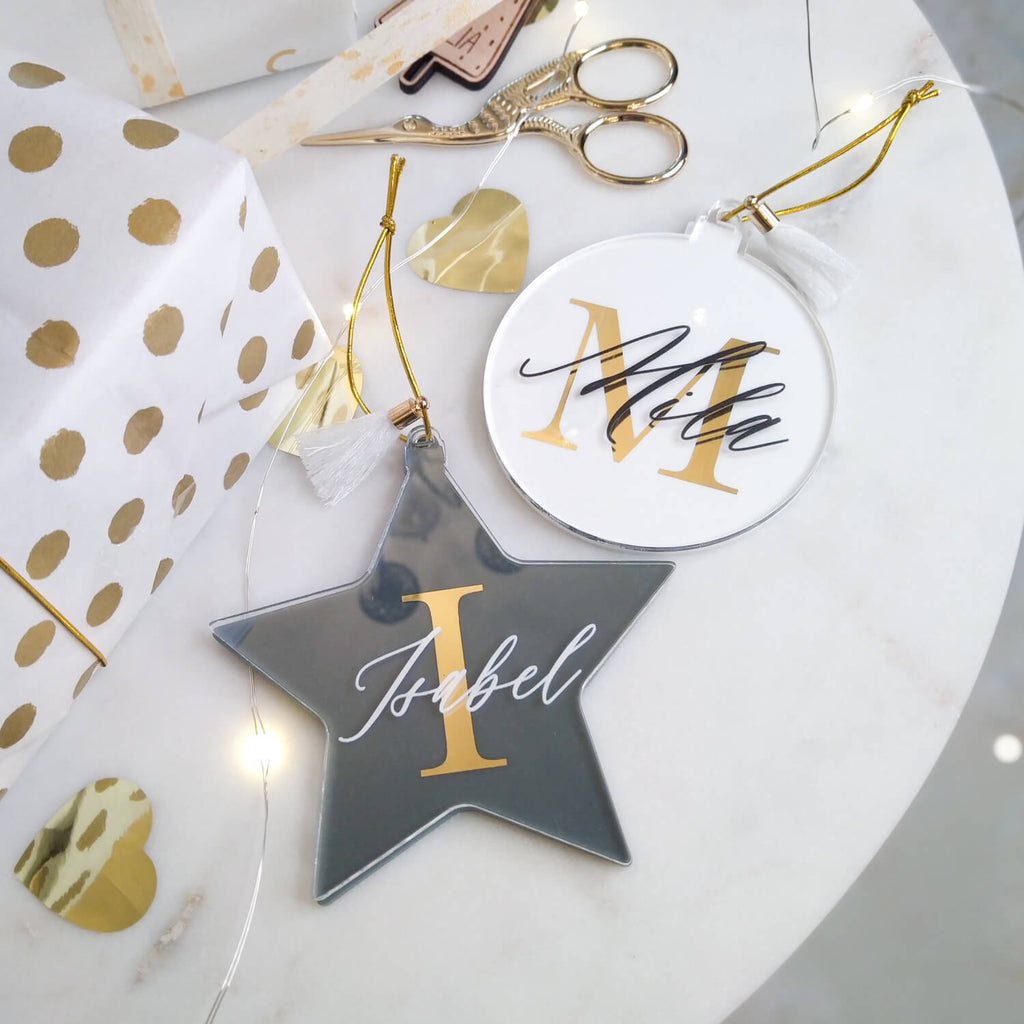 Personalisierter Weihnachtsschmuck Aufhänger mit Namen und Initialen