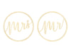 2x wooden chair hanger sign "Mr Mrs" - diameter 38 cm