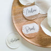 Personalized round acrylic place card