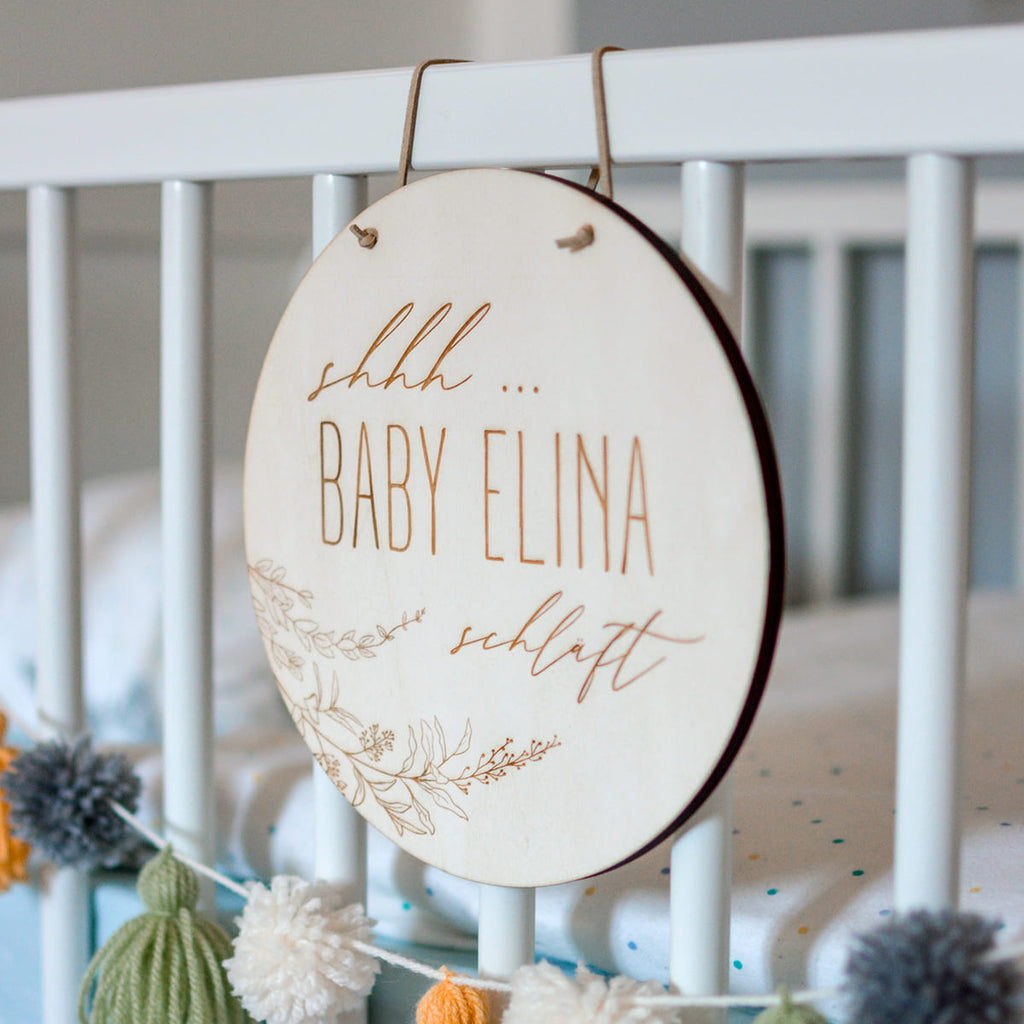 Wooden Sign Baby Sleeps | Around 20cm | personalised