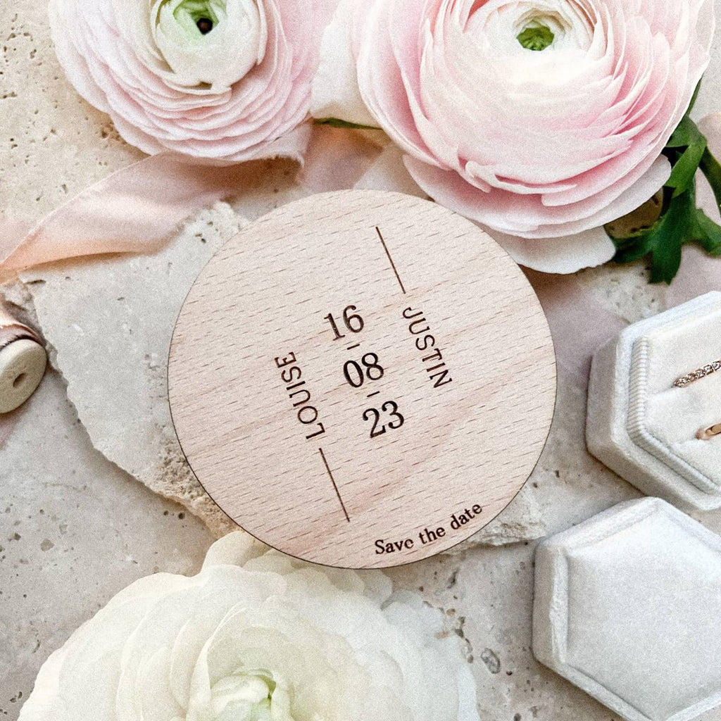 Save the Date Holzmagnet "Elegant" personalisiert