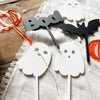 Cake Topper aus Acryl mit Halloween Motiven als Geist, Kürbis, Fledermaus und Boo