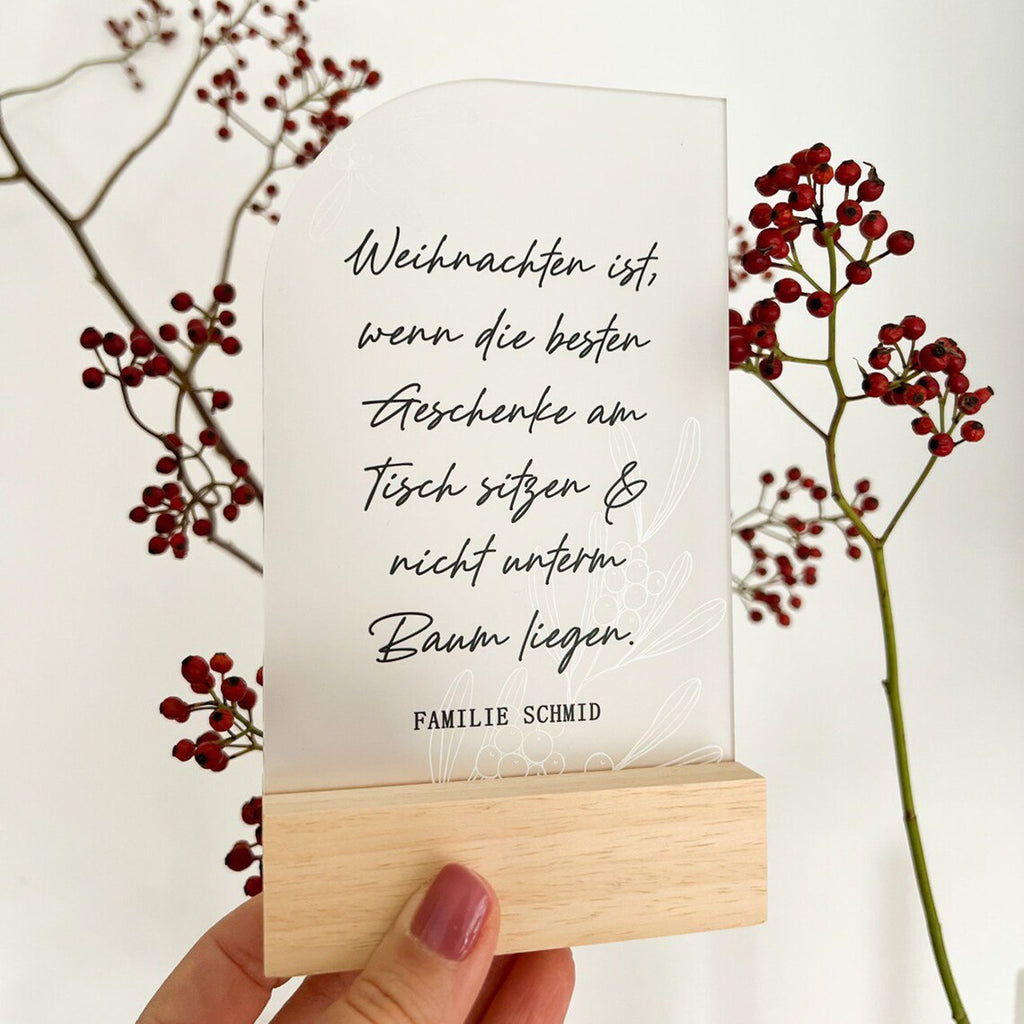 Acrylkarte zu Weihnachten mit Holzfuß | Personalisiert
