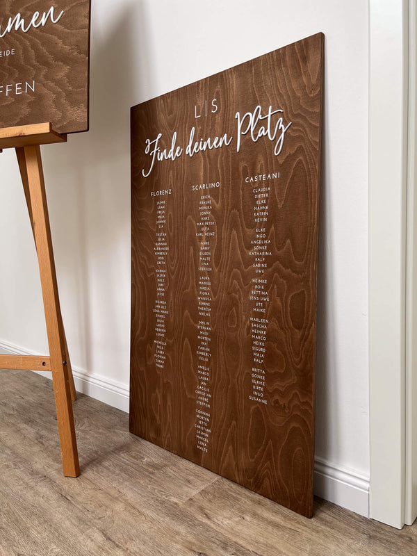 Sitzplan Hochzeit „Frieda“ – personalisiert - aus Buchenholz