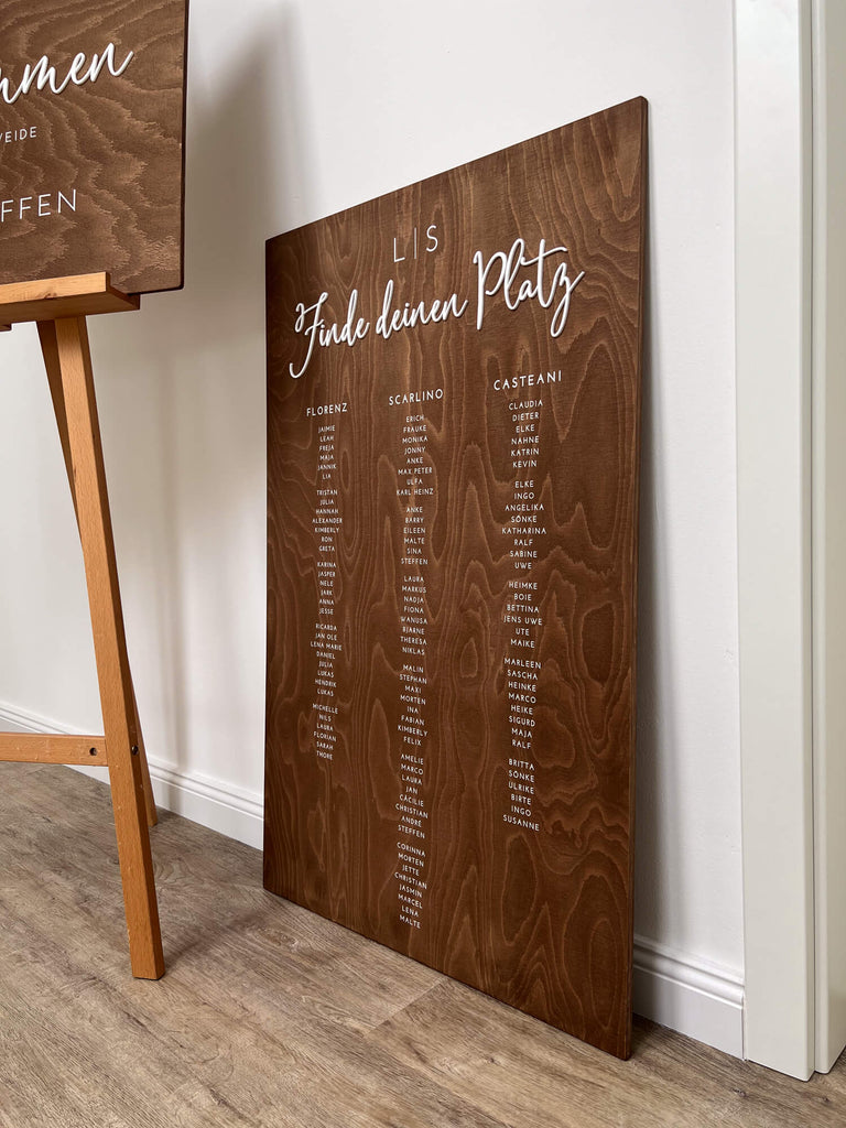 Sitzplan Hochzeit „Frieda“ – personalisiert - aus Buchenholz