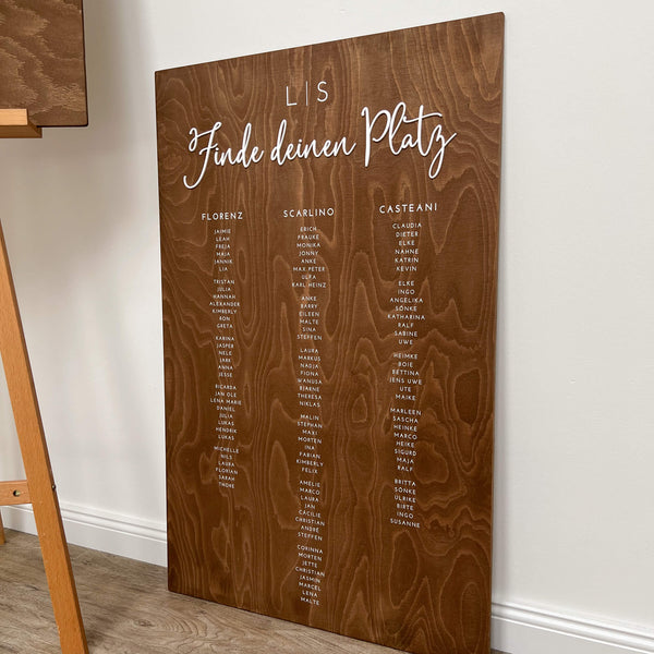 Sitzplan Hochzeit „Frieda“ – personalisiert - aus Buchenholz