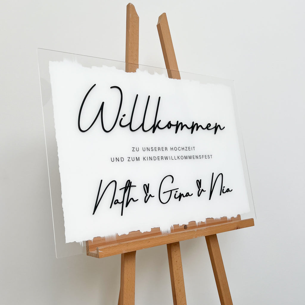 Personalisiertes Willkommensschild Namen Datum 