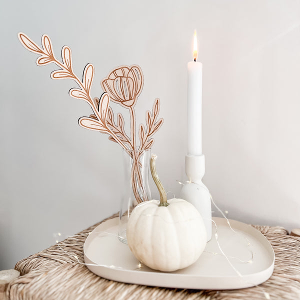 Holzblumen aus Buchenholz mit Gravur