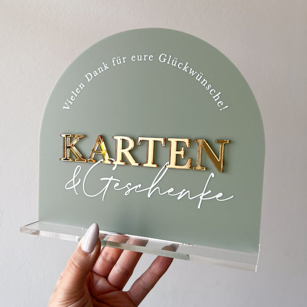 Geschenketisch Schild aus Acryl | Hochzeit | 3D Schrift | mit Fuß