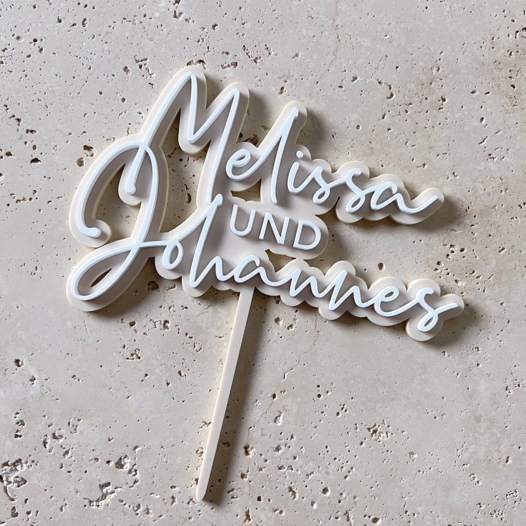 Cake Topper mit zwei Namen Hochzeit