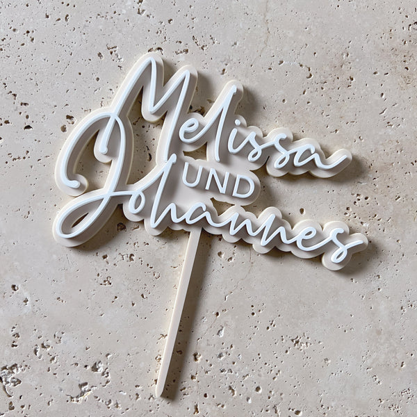 Cake Topper mit zwei Namen Hochzeit