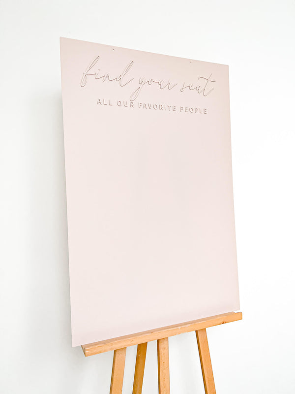 Seating plan sign made of acrylic transparent "Our table plan"