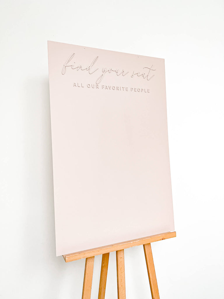 Seating plan sign made of acrylic transparent "Our table plan"