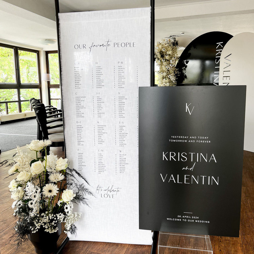 Sitzplan aus Stoff für Hochzeit - individuell personalisierbar