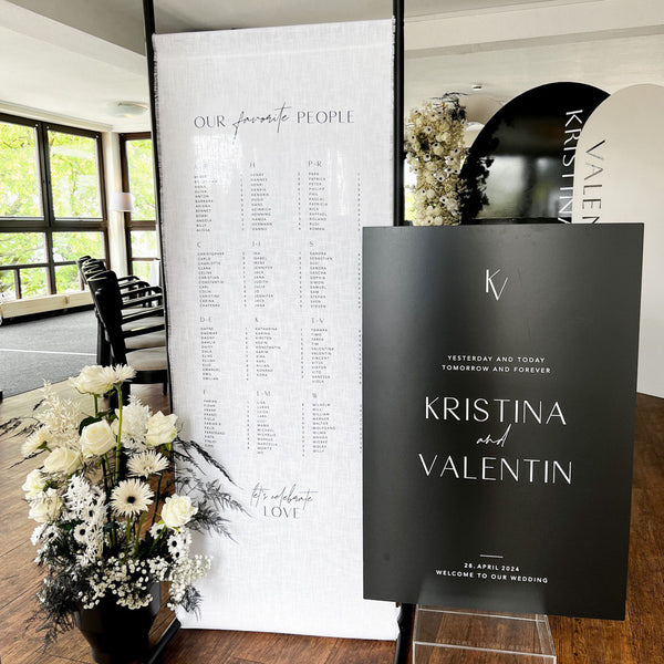 Sitzplan aus Stoff für Hochzeit - individuell personalisierbar