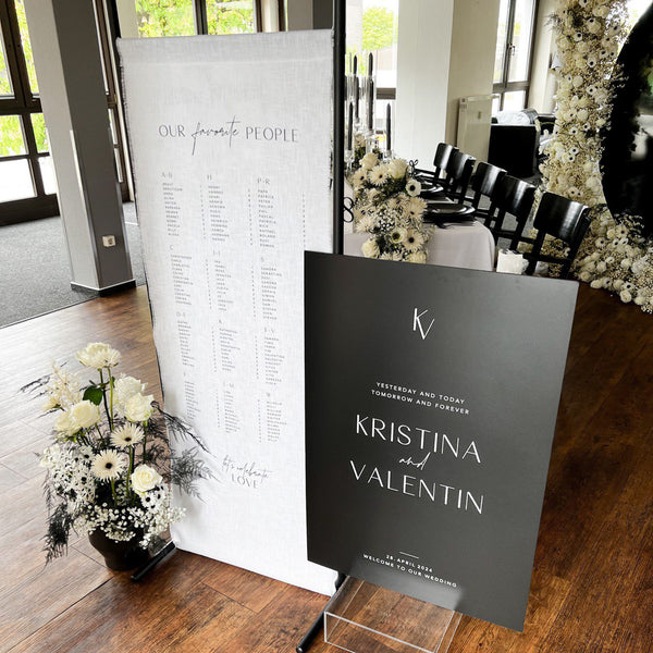 Sitzplan aus Stoff für Hochzeit - individuell personalisierbar