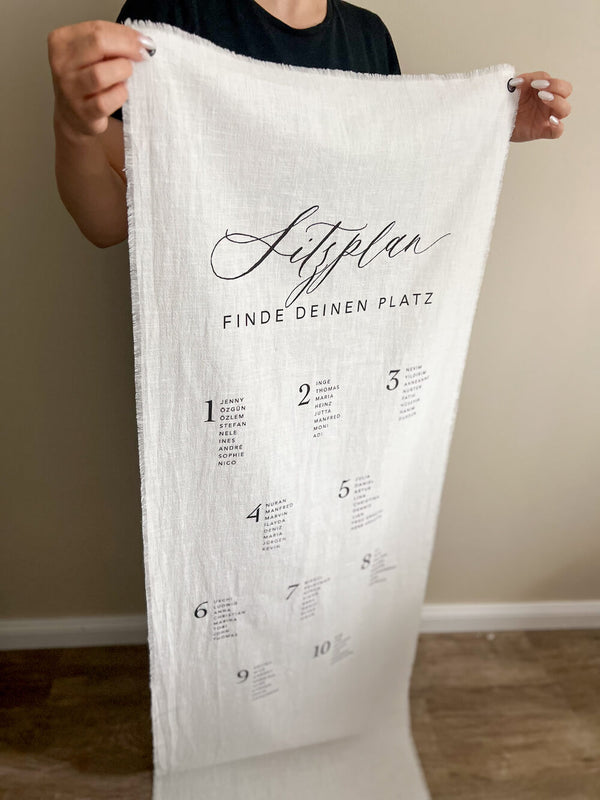 Sitzplan aus Stoff für Hochzeit - personalisiert