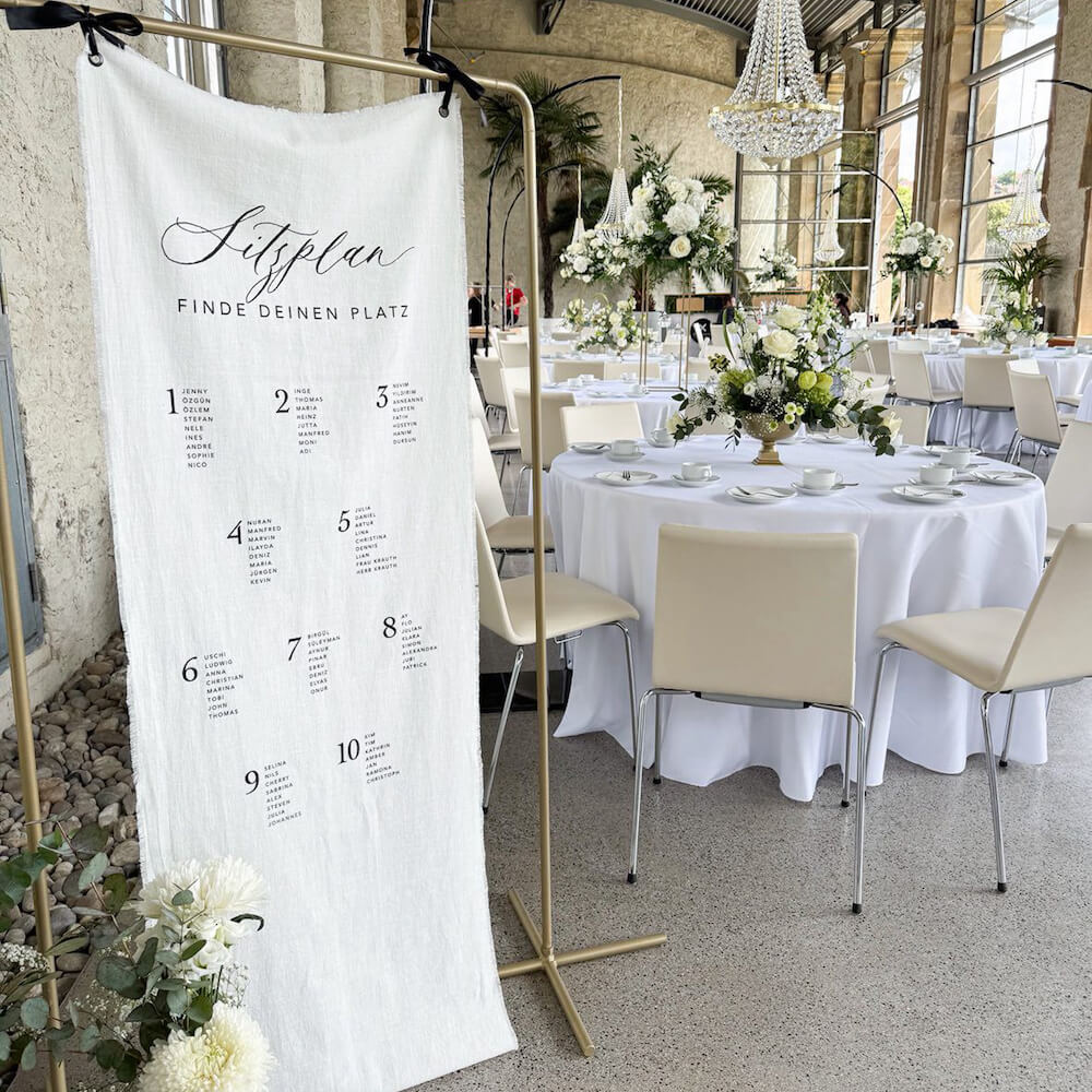 Sitzplan aus Stoff für Hochzeit - personalisiert