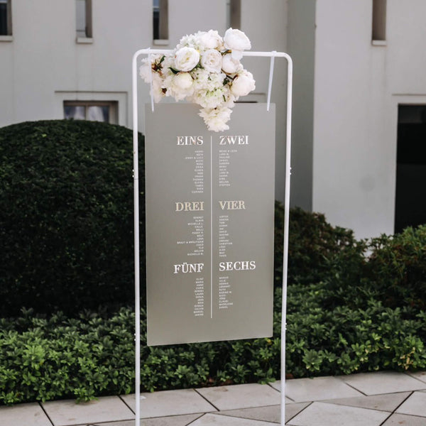 Sitzplan Hochzeit „Mila“ – personalisiert – Acrylglas – modern