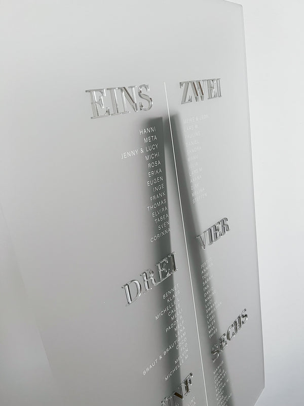 Sitzplan clean Acrylglas milchig modern