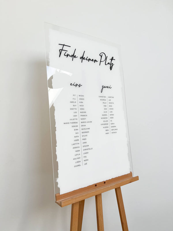 Detail: moderne Typografie im Sitzplan „Lia“