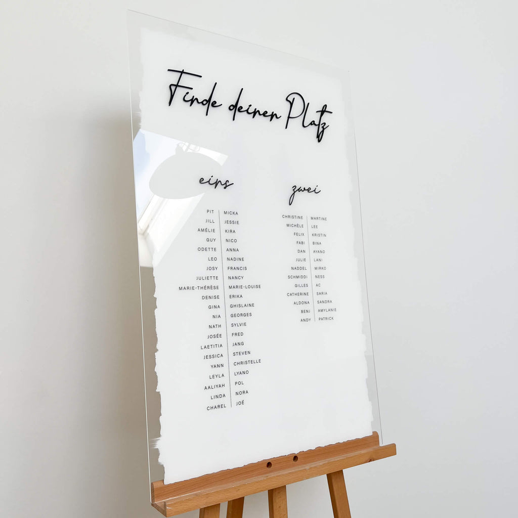 Sitzplan Hochzeit „Lia“ – personalisiert – Acrylglas – modern