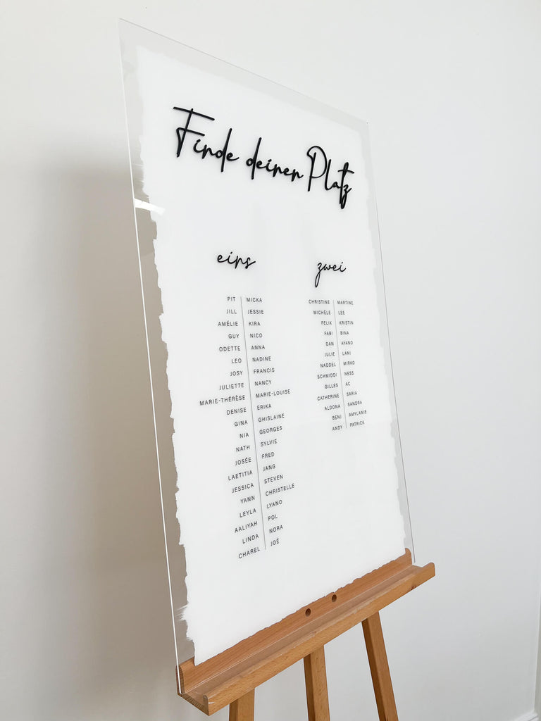 Lifestyle Eingang/Staffelei: Sitzplan Hochzeit „Lia“ als Sitzordnung am Empfang