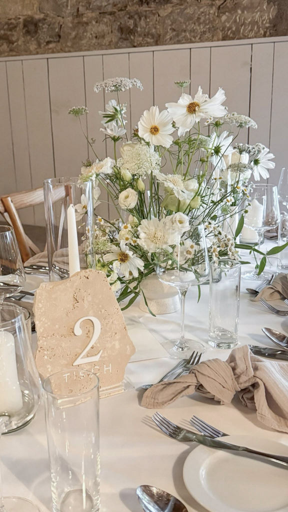 Tischnummern aus Travertin-Stein 