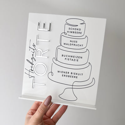 Tortenschild Aufsteller | Hochzeit | mit Fuß | individuell anpassbar
