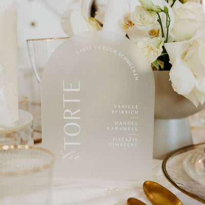 Tortenschild abgerundet | Hochzeit | mit Fuß | individuell anpassbar