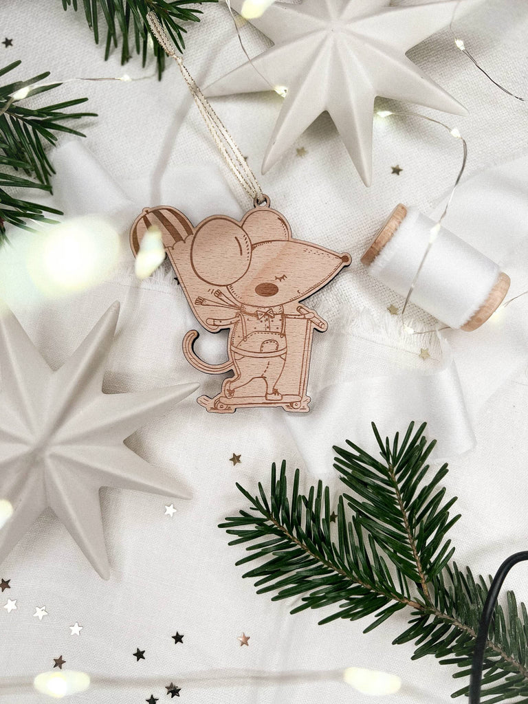 Weihnachtsbaumanhänger “Maus” aus Holz