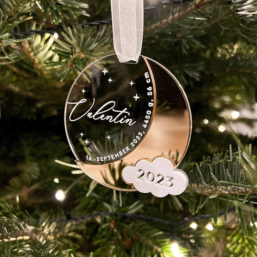 Personalisierte Weihnachtskugel “Mond” aus Acryl