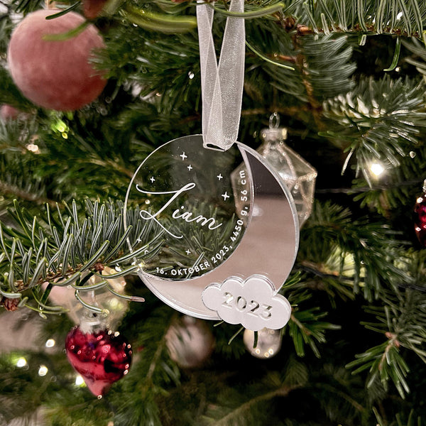 Personalisierte Weihnachtskugel “Mond” aus Acryl
