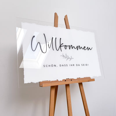 Willkommensschild aus Acryl - Willkommen