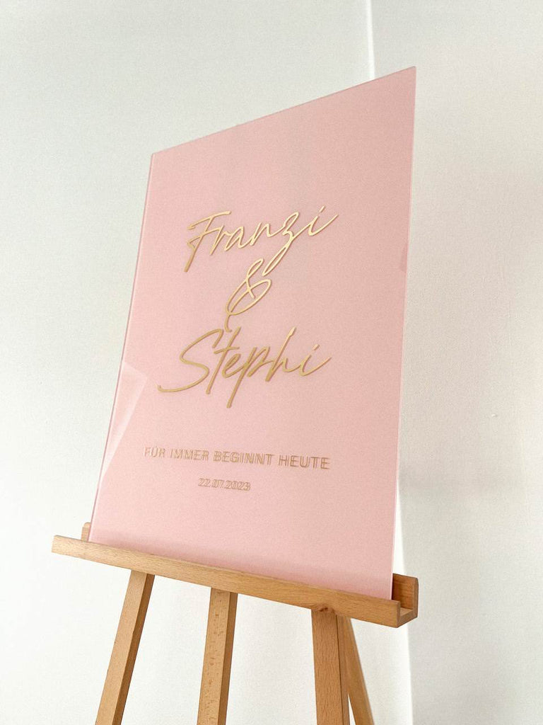 Transparentes Hochzeitsempfang-Schild aus Acrylglas