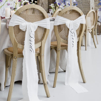 Hochzeit Stuhlschleifen aus Stoff | Bride & Groom | Mr & Mrs | His & Hers