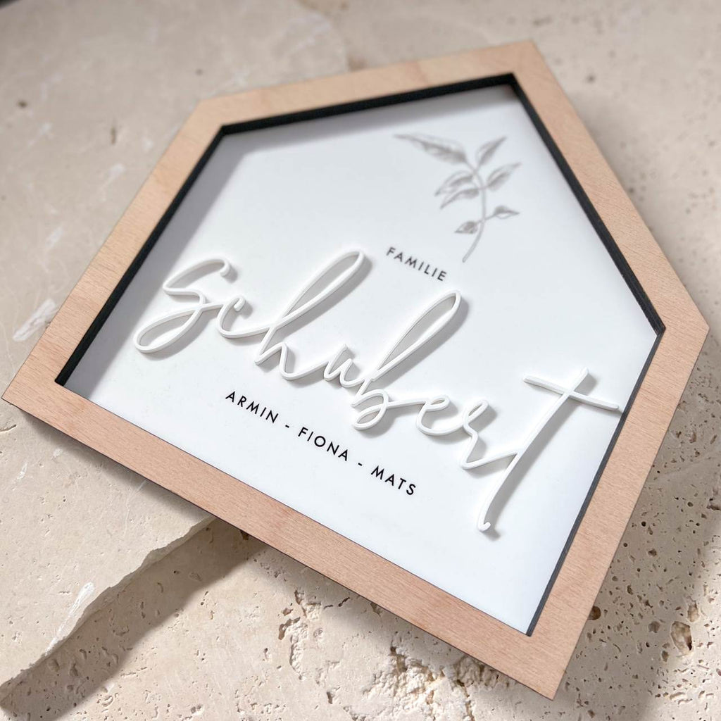 Holzhäuschen Set mit 3D Familiennamen & Spruch | personalisiert