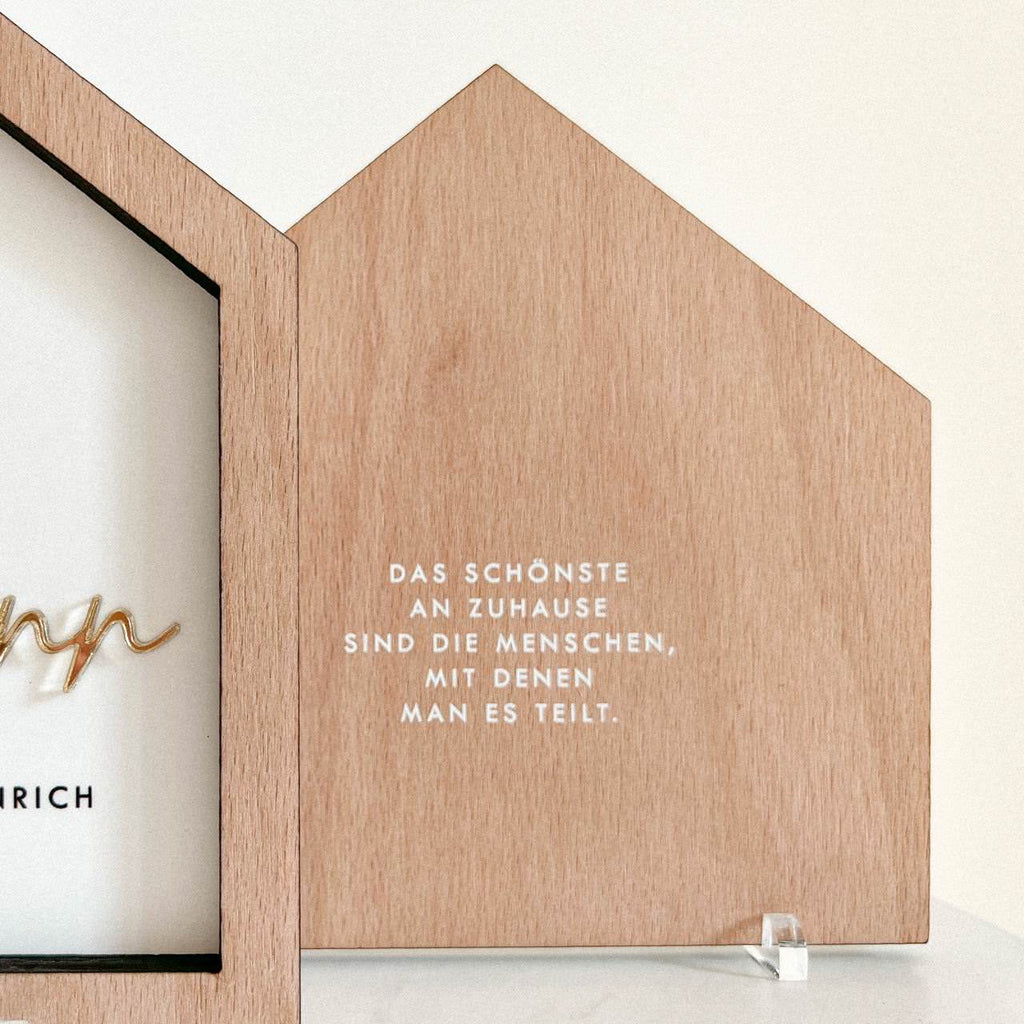 Holzhäuschen Set mit 3D Familiennamen & Spruch | personalisiert
