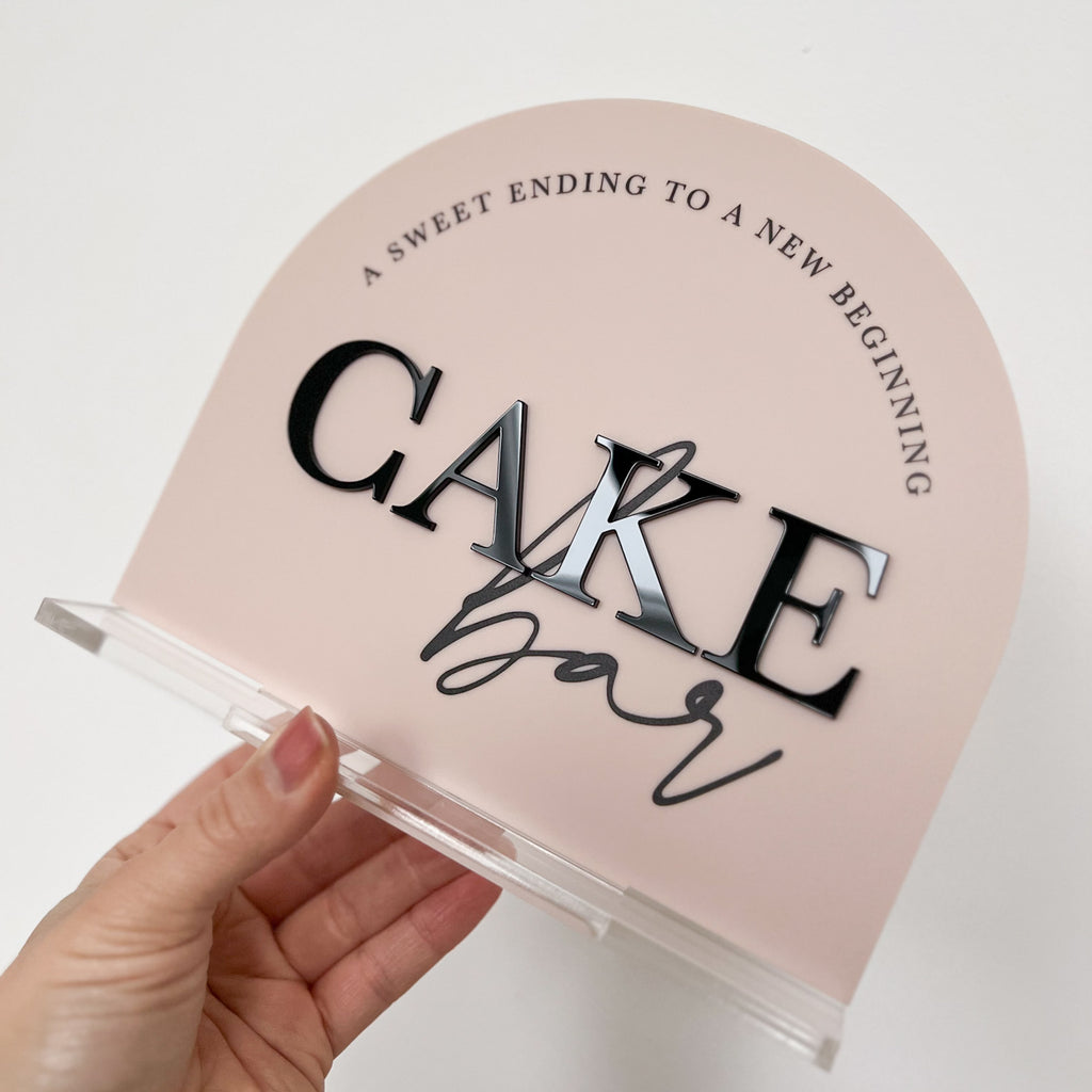 Cakebar Schild aus Acryl | Hochzeit | 3D Schrift | mit Fuß