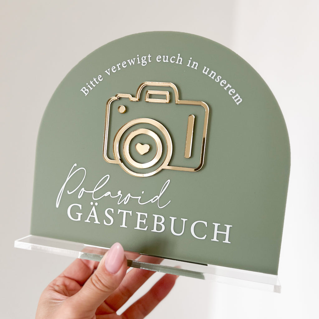 Foto Gästebuch Schild | Hochzeit | mit Fuß