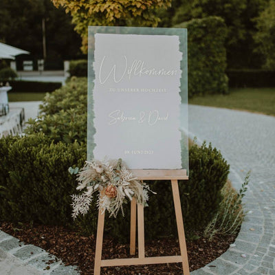 Willkommensschild Hochzeit "Hochkant" | handbemalt & personalisiert