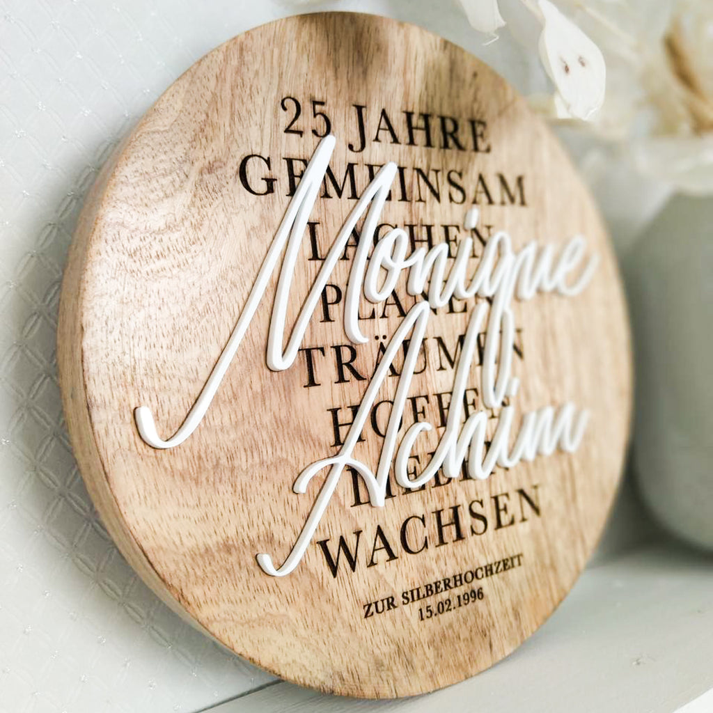 Hochzeitsgeschenk - personalisiertes Holzschild
