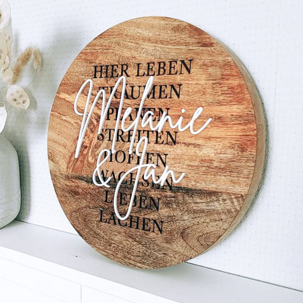 Personalisiertes Holzschild - Familienschild als Hochzeitsgeschenk
