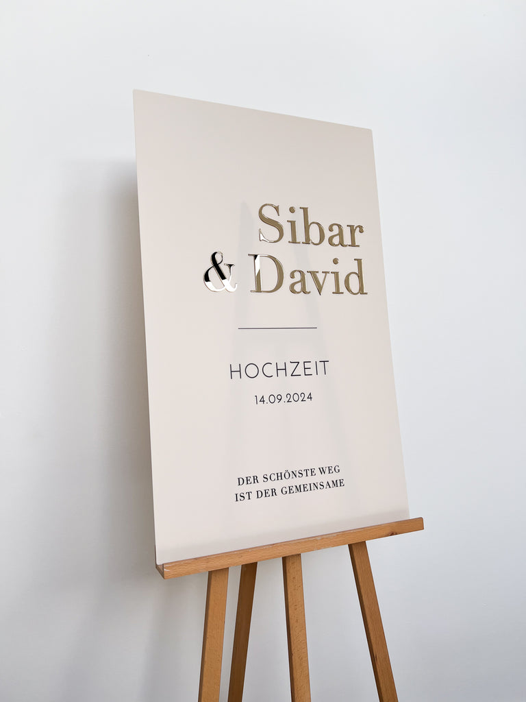 Willkommensschild Hochzeit mit 3D Schrift "Elegant" | personalisiert