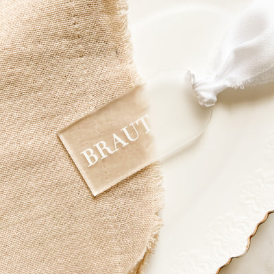 Platzkarte aus Acryl halbrund | Hochzeit | personalisiert