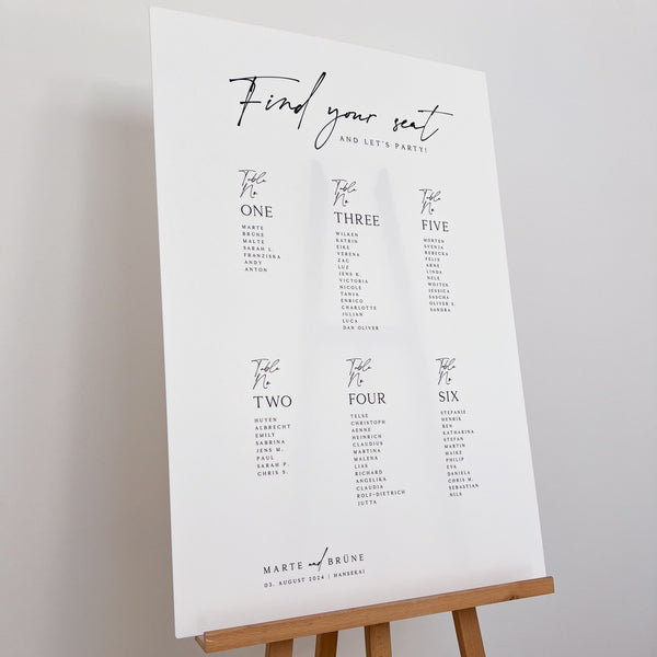 Sitzplan Hochzeit „Amélie“ – personalisiert – Acrylglas – modern