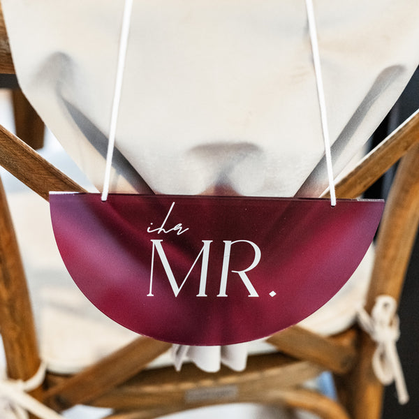 Elegantes Stuhlschilder-Set für Hochzeit