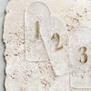 Tischnummer zur Hochzeit halbrund aus Acryl mit 3D-Zahlen